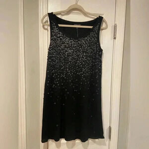 NWT Eileen Fisher 100% Merino Wool Black Knit Sequin Sweater Tank Dress Size S